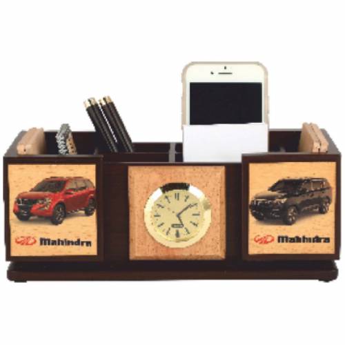 Wooden Pen Stand with Coaster Plates Brown Decorative Office and Home Accessory Manufacturers in Delhi