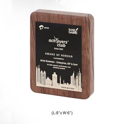 Wooden Plaque Memento Trophy Rectangular Shape Printed for Awards 3708 Manufacturers in Ghaziabad