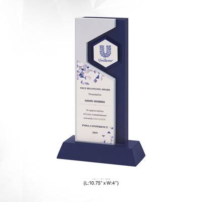 Wooden Printed Trophy Rectangular Shape for Office Use in Blue and White 3723 Manufacturers in Ghaziabad