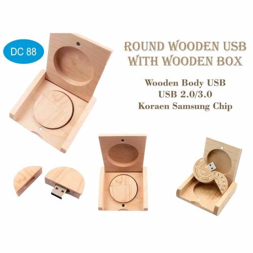 Wooden Round Pendrive with Box Circular Style for Office and Home Use Manufacturers in Delhi