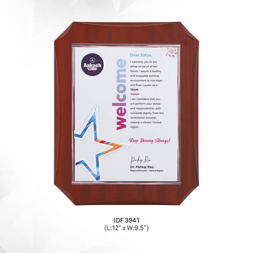 Wooden Shining Star Plaque Plain Pattern Trophy for Award 3941 Manufacturers in Delhi